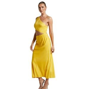 Runaway the Label Yellow Sordec Cutout One Shoulder Dress Small